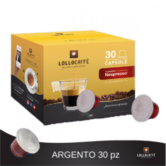 Caffe' Lollo compatibile Nespresso da 30 capsule.Miscela argento