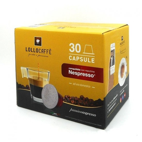 Caffe' Lollo compatibile Nespresso da 30 capsule.Miscela argento